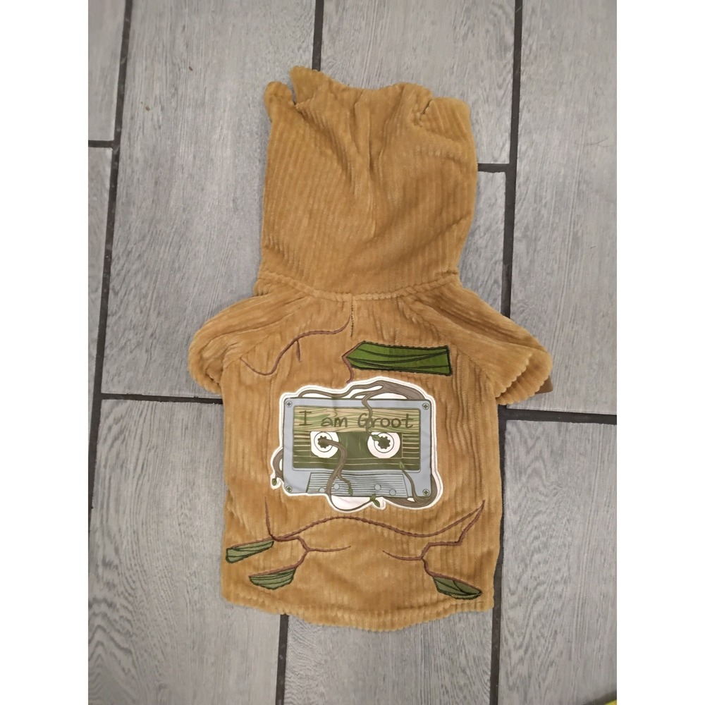 Marvel Guardians of the Galaxy Groot Dog‎ Hoodie Brown Corduroy Small I Am Groot
